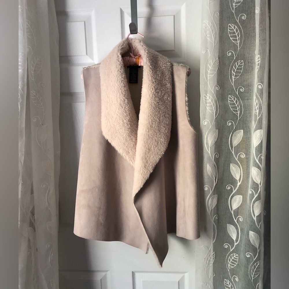 anthropologie Chelsea & Theodore Faux Fur Faux Suede Sweater Vest plus sz XXL